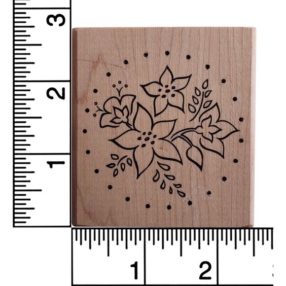 Floral Circle Rubber Stamp On Wood Block By DeNami Design - Picture 3 of 4